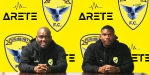 Kabelo Sibiya and Nkosinathi Ononogbu during the unveiling of players by Highbury FC