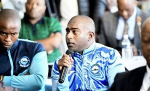 Richards Bay FC coach Ronnie Gabriel speaking during players’ unveiling
