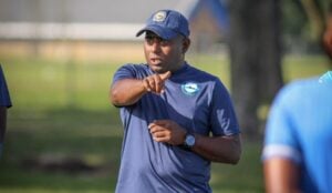 Richards Bay FC coach Ronnie Gabriel giving instructions in training