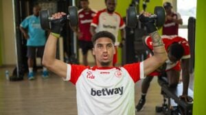 Rushine De Reuck during a gym session at Simba SC