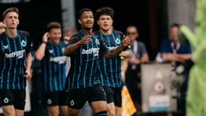 SA star Shandre Campbell celebrating his goal