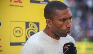 Orlando Pirates head coach Abdeslam Ouaddou during a post-match interview