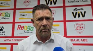 Eric Tinkler talking to the media after Sekhukhune United beat Durban City in Polokwane.