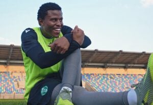 Happy Mashiane stretching himself before a Siwelele FC match