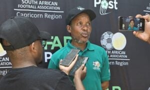 Former Baroka FC coach Kgoloko Thobejane addressing members of the media