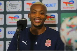 Khanyisa Mayo during a press conference