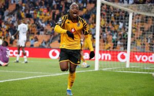 Khanyisa Mayo of Kaizer Chiefs celebrating a goal