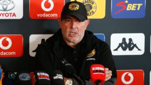 Nasreddine Nabi addressing the media at Naturena
