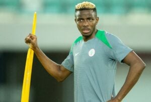 Nigerian forward Victor Osimhen at training