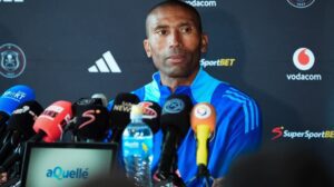 Orlando Pirates coach Abdeslam Ouaddou addressing the media
