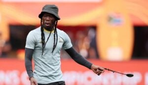 Coach Reneilwe Letsholonyane conducting training session