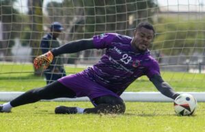 Chippa United goalkeeper and captain Stanley Nwabali stopping the ball during a practice session