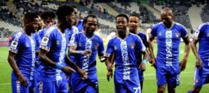 TS Galaxy FC players celebrating a goal