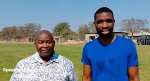 Phalaborwa United team manager Phillip Mathumba welcoming Tefu Mashamaite to the club