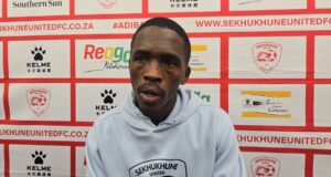 Thabang Monare addressing the media in Polokwane