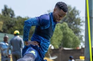 Themba Zwane at Sundowns training