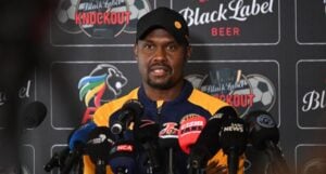 Cedric Kaze of Kaizer Chiefs addressing a press conference