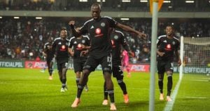 Evidence Makgopa of Orlando Pirates celebrating