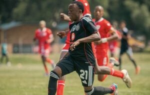 Orlando Pirates DDC player dribbling dribbling the ball