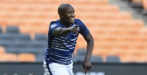 Judas Moseamedi celebrating a goal during his time at Maritzburg United
