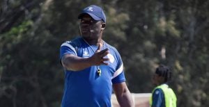 Kaitano Tembo giving instruction during a training session at Sekhukhune United