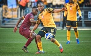 Thato Khiba and Nkosingiphile Ngcobo in action during the Carling Knockout clash