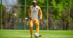 Khanyisa Mayo of Kaizer Chiefs at training