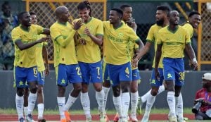 Mamelodi Sundowns players celebrate a goal