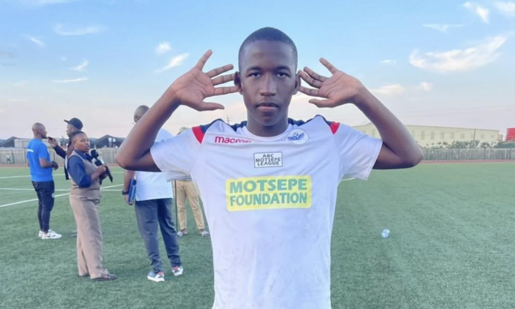 FC Ravens player Minenhle Makhathini celebrates after a a game.