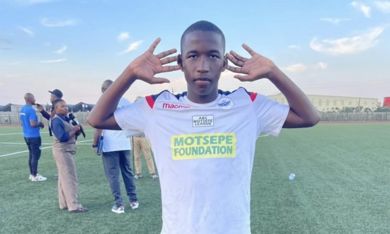 FC Ravens player Minenhle Makhathini celebrates after a a game.