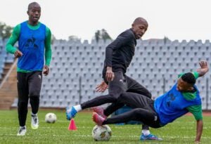 Nkosinathi Sibisi, Khuliso Mudau, Mohau Nkota at Bafana Bafana training