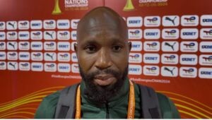 Ramahlwe Mphahlele addressing members of the media