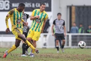 Bafana Bafana midfielder Sphephelo Sithole in action for CD Tondela