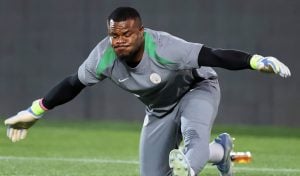 Stanley Nwabali during a training session for the Nigeria national team in Polokwane