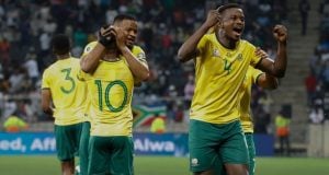 Teboho Mokoena celebrates, Bafana Bafana