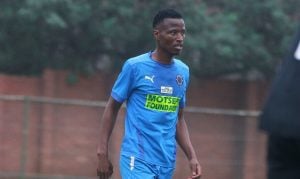 Thamsanqa Sangweni in action for Dlangweza Hellenic FC