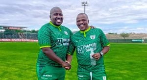 Tlisane Motaung and Matsemela Thoka at the Baroka Village on Tuesday