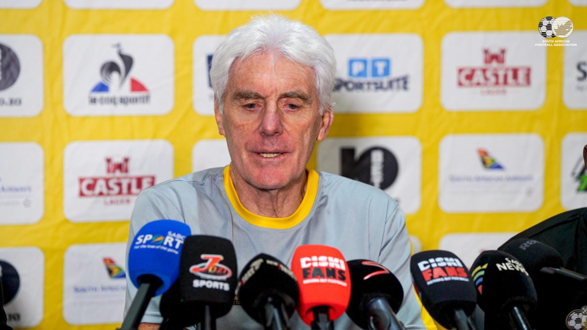 Bafana Bafana head coach Hugo Broos speaking