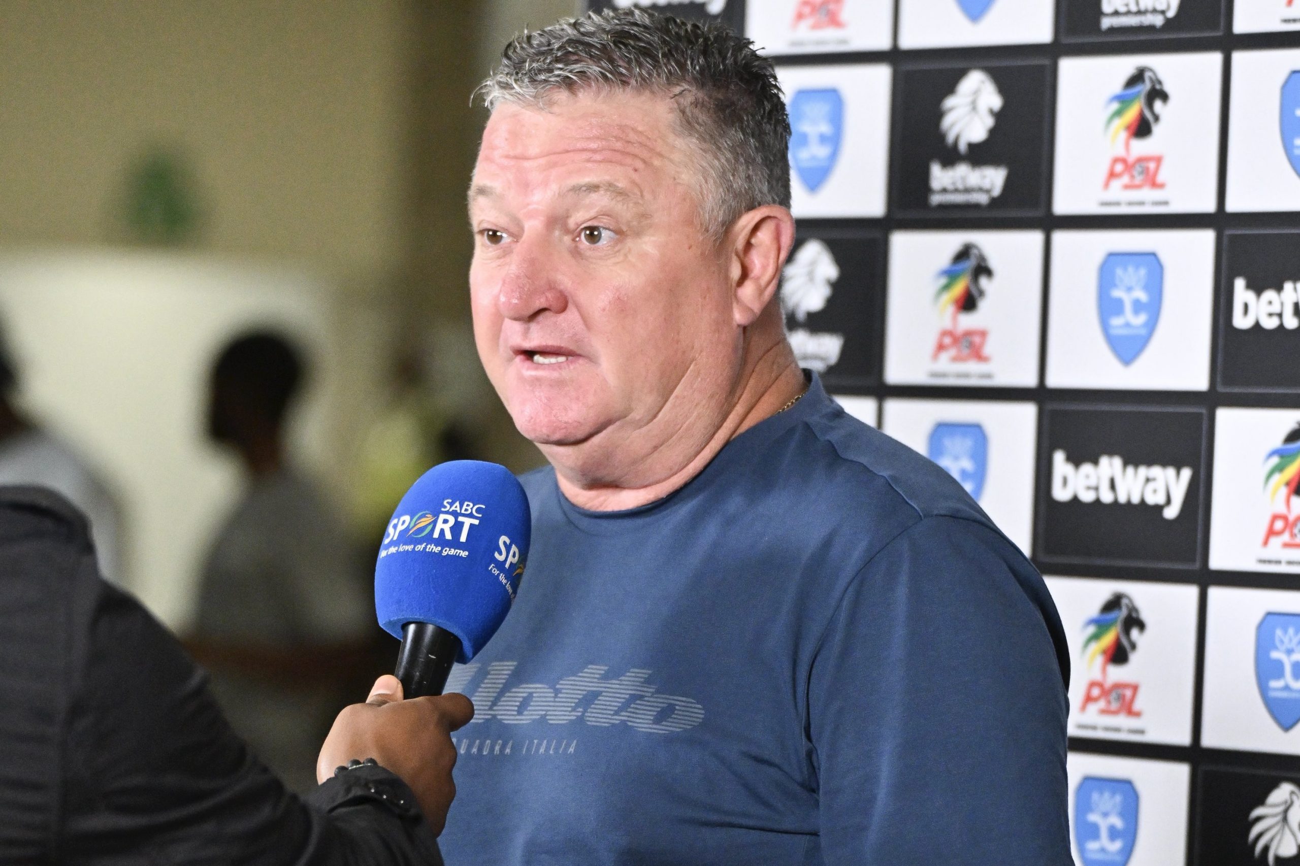 Gavin Hunt doing a post-match interview with the SABC