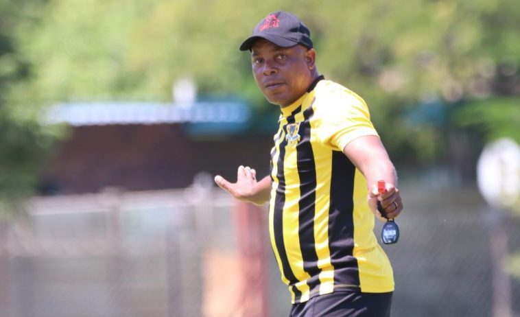 Joel Masutha giving instructions during a training session at Black Leopards