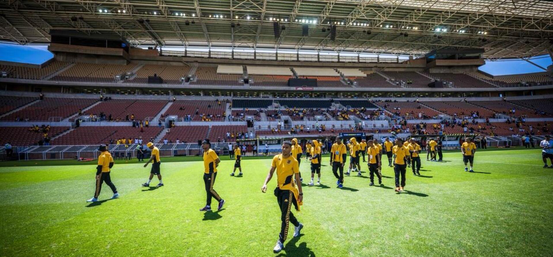 Kaizer Chiefs players inspecting Peter Mokaba Stadium