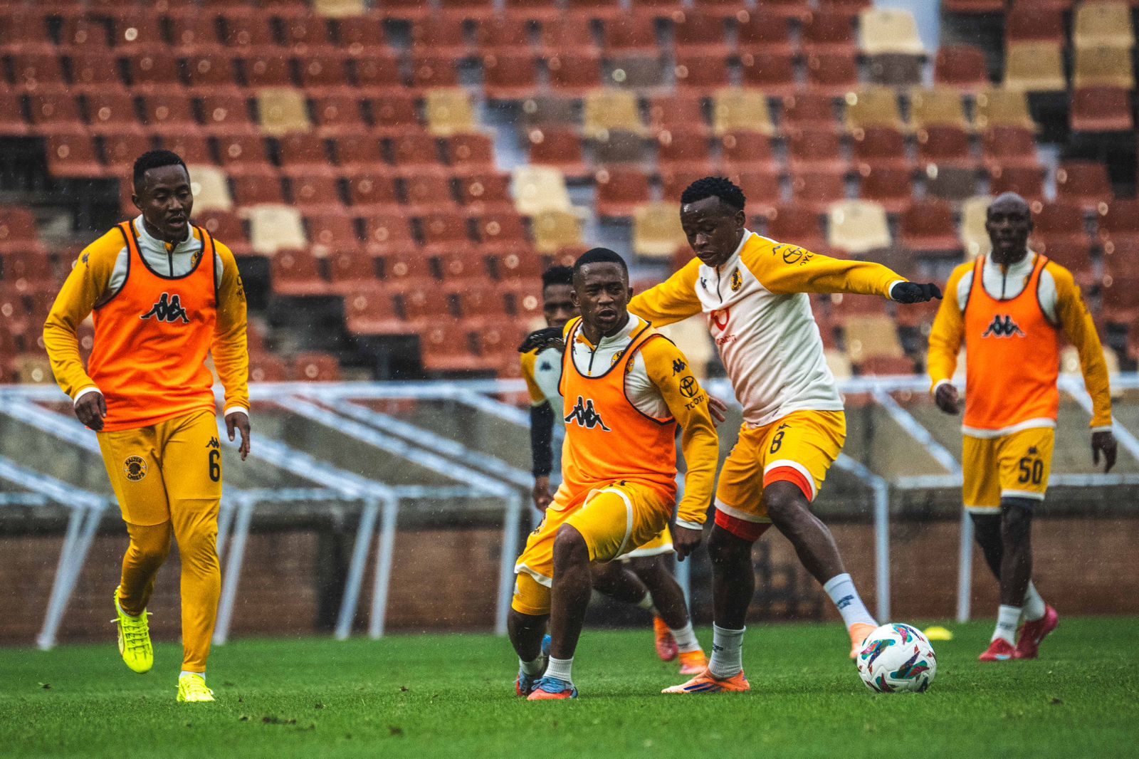 Kaizer Chiefs training at the New Peter Mokaba Stadium ahead of their match against Zamalek