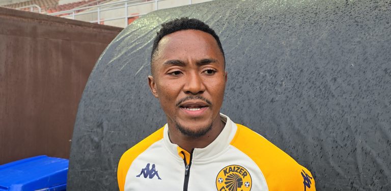 Lebohang Maboe speaking the media at Peter Mokaba Stadium