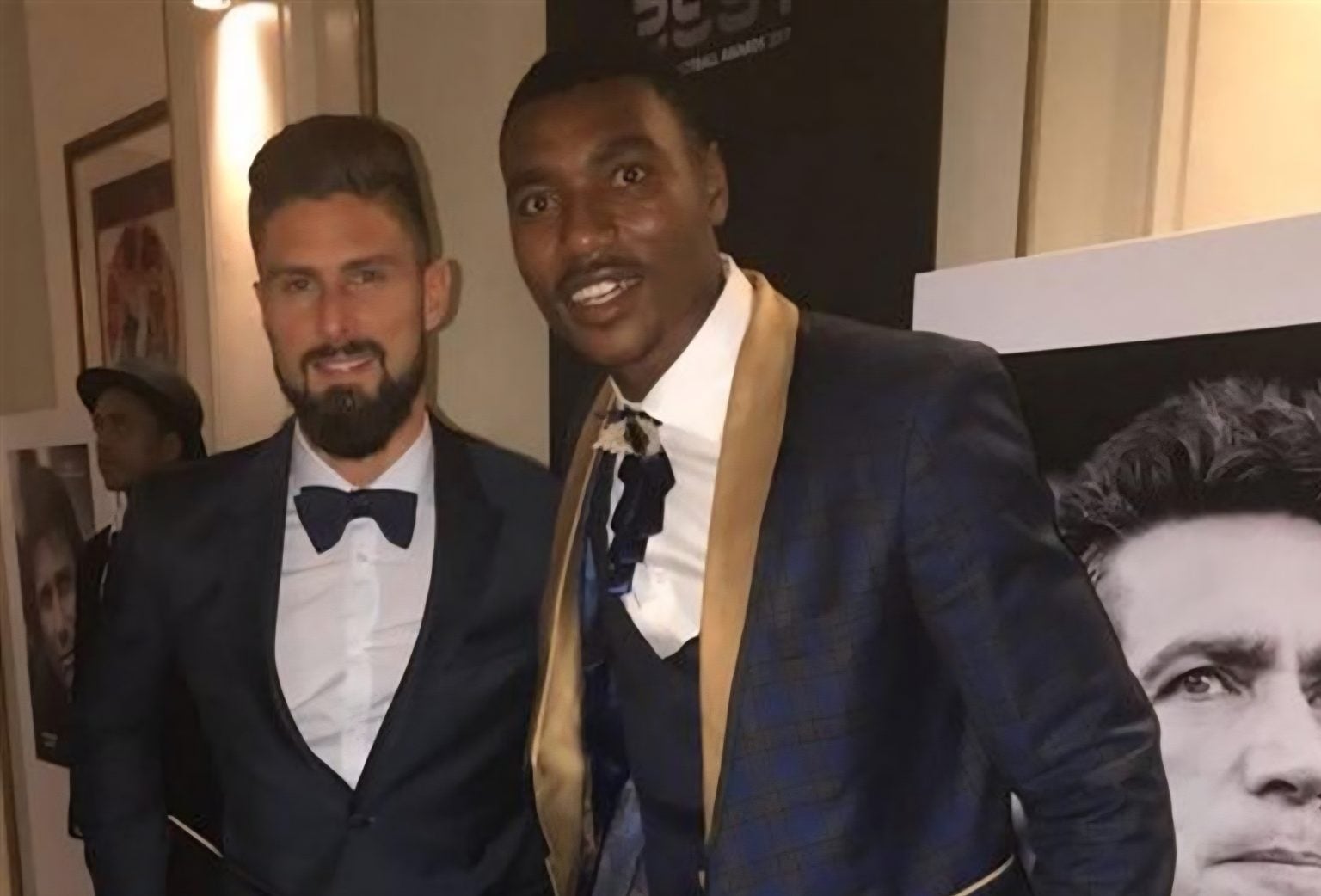 Olivier Giroud and Oscarine Masuluke during the FIFA Awards in London