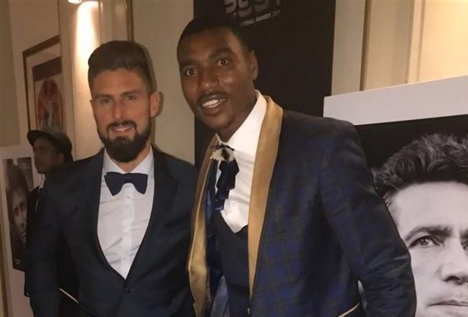 Olivier Giroud and Oscarine Masuluke during the FIFA Awards in London
