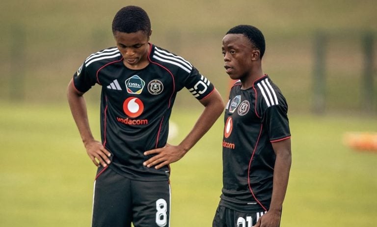 Orlando Pirates DDC players prepare to take a free kick