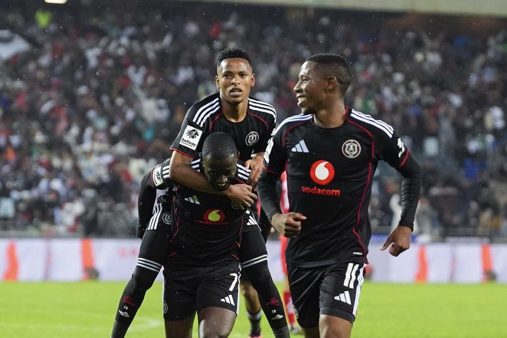Orlando Pirates players celebrating a goal