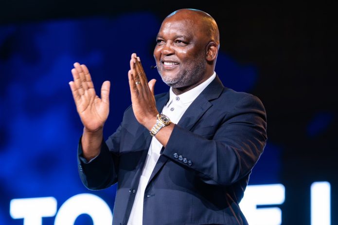 Pitso Mosimane speaking at an event