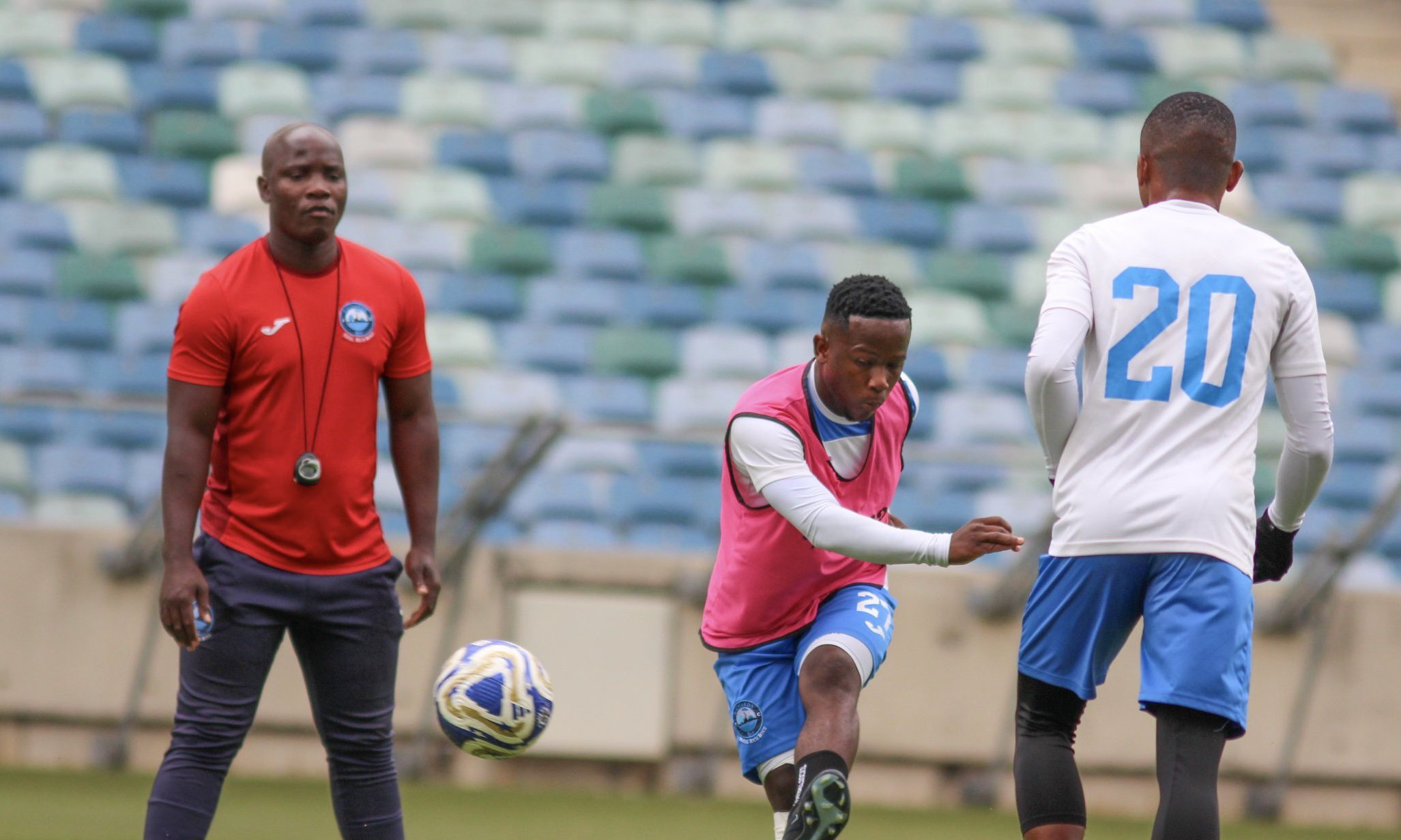 Richards Bay FC players doing warmups