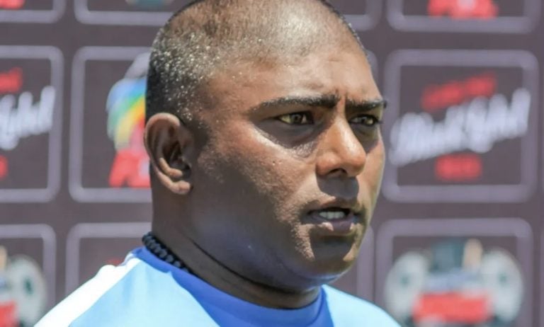 Richards Bay FC coach Ronnie Gabriel doing interviews